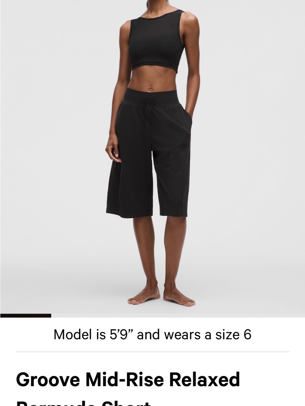 Women’s Black Lululemon Groove Mid-Rise Relaxed Bernuda Short -like new
